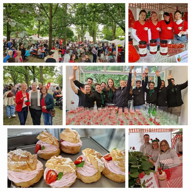 Impressionen vom Erdbeermarkt in Herxheim. Auch 2026 lohnt sich der Besuch im Park der Villa Wieser. | Foto: Verein Südliche Weinstraße Herxheim e.V.  