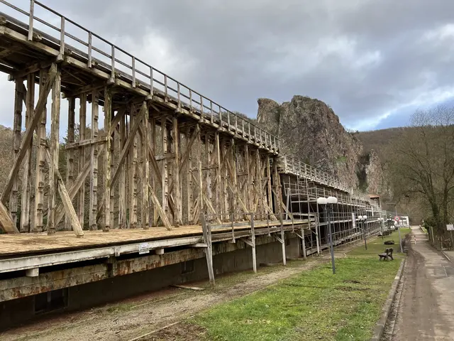 Gradierwerk im Kurpark BME -wurde erneuert- dahinter der Rheingrafenstein  | Foto: Arno Mohr 