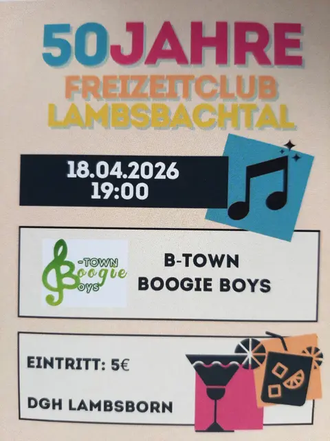 Foto: Ankündigungsplakat zur Veranstaltung des Freizeitclub Lambsbachtal, hochgeladen von Günter Agne
