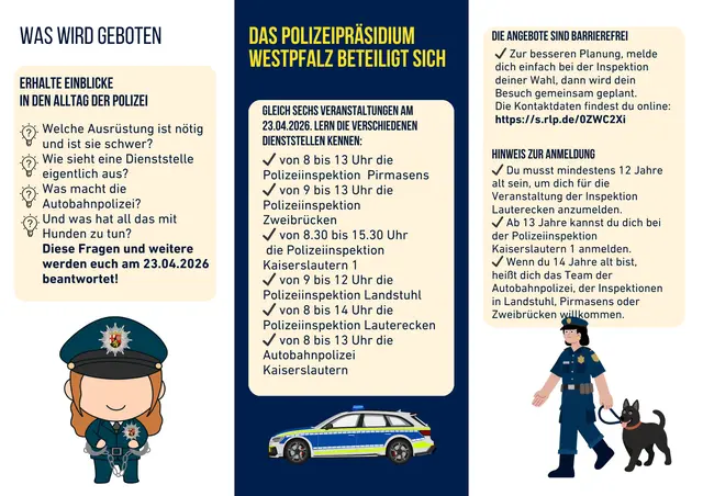 Beim Girls’ Day am 23. April gibt die Polizeiinspektion Lauterecken Einblicke in Ausrüstung, Alltag und Karrieremöglichkeiten bei der Polizei. | Foto: Polizeiinspektion Lauterecken