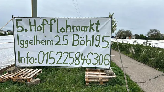 So große Plakate, in Eigenregie gestaltet, weisen auf den Flohmarkt hin | Foto: Carmen Hildebrandt