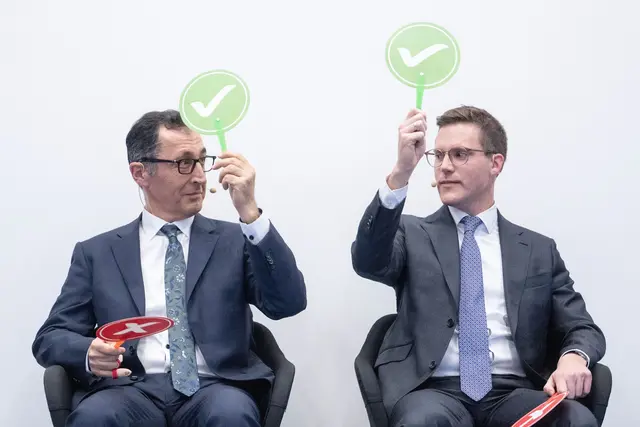 Wollen über eine Neuauflage von Grün-Schwarz verhandeln: Grünen-Politiker Cem Özdemir und CDU-Landeschef Manuel Hagel. (Archivbild) | Foto: Marijan Murat/dpa