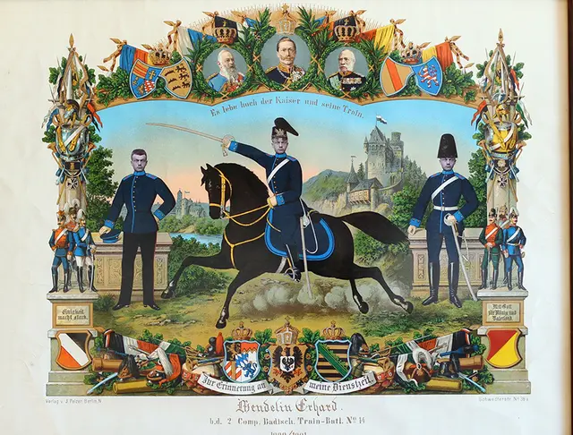 Die Ausstellung „Als die Karlsburg Kaserne war. Das Badische Trainbataillon Nr. 14 in Durlach“ noch bis zum 20. September 2026 zu einer eindrucksvollen Zeitreise in die Militärgeschichte ein.  | Foto: Sammlung Widmann Durlach