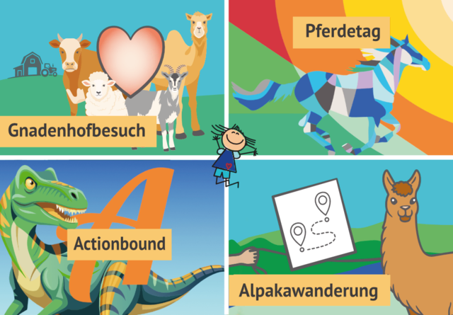 Collage aus vier der vielen Familienferienaktionen  | Foto: Evangelische Arbeitsstelle Bildung und Gesellschaft 