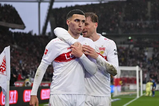 Wollen die Bayern ärgern: Bilal El Khannouss und Maximilian Mittelstädt vom VfB Stuttgart. (Archivbild) | Foto: Marijan Murat/dpa