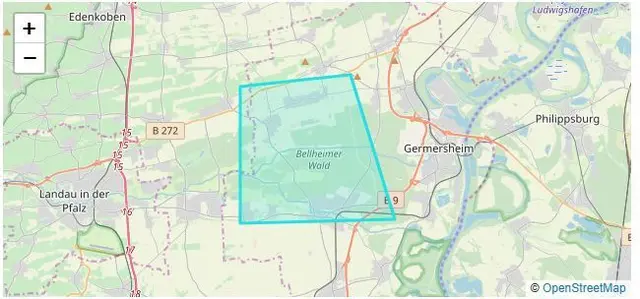 Brand Lustadt: Das betroffene Gebiet | Foto: Screenshot Katwarn