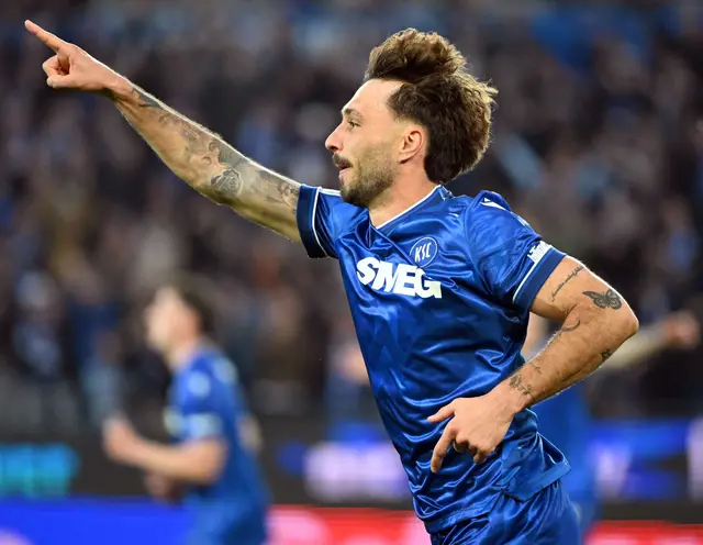 Schießt künftig keine Tore mehr für den KSC: Fabian Schleusener. (Archivbild) | Foto: Uli Deck/dpa