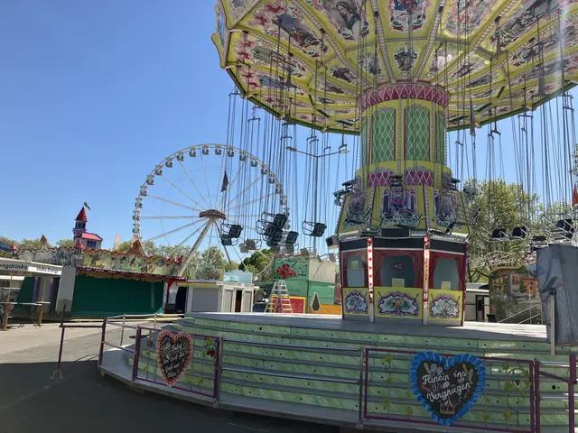 Das bunte Kettenkarussel mit dem mit allbekannten Riesenrad der Maimess Mannheim im Hintergrund | Foto: Sarah Isele