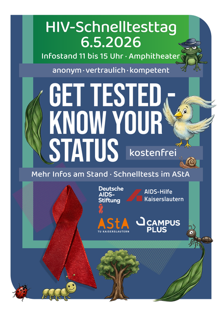 Werbebild für den HIV-Schnelltesttag am 06.05.2026 auf dem Campus der RPTU, Standort Kaiserslautern | Foto: AIDS-Hilfe Kaiserslautern e. V.