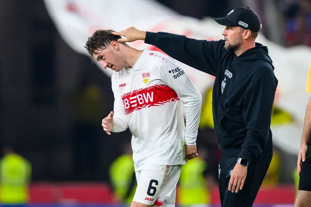 Kennen sich lange: Angelo Stiller (links) und VfB-Trainer Sebastian Hoeneß. (Archivbild) | Foto: Tom Weller/dpa