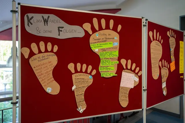 Der ökologische Fuß- und Handabdruck verdeutlicht den individuellen Anteil am Klimawandel, Klasse 7c der Neumayerschule | Foto: VHotografie