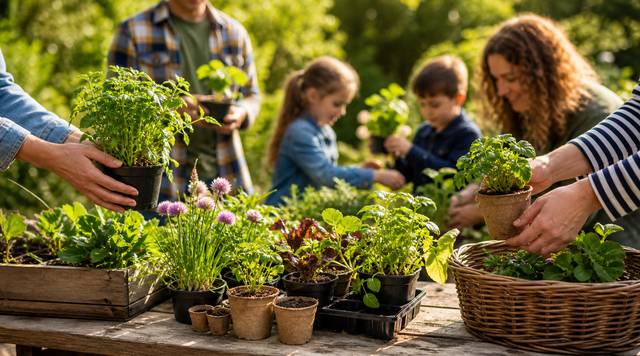 Menschen bei der Gartenarbeit