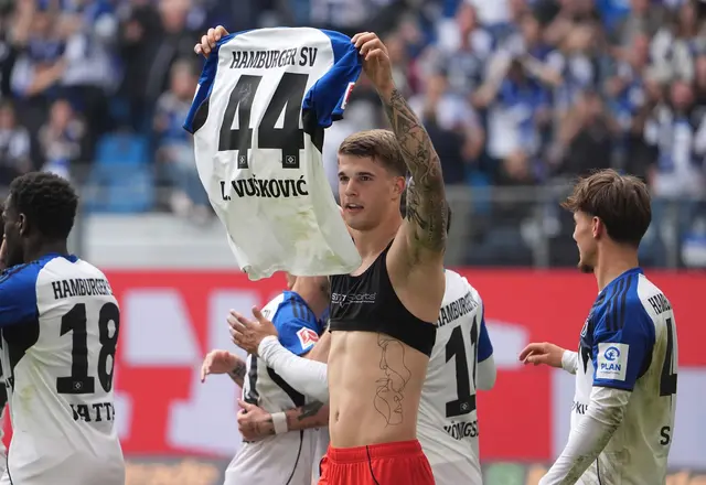 Abschied mit Tor: HSV-Verteidiger Luka Vuskovic | Foto: Marcus Brandt/dpa