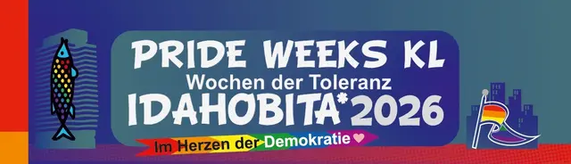 Logo zur den Pride Weeks KL im Jahr 2026 | Foto: verschiedene Personen unterschiedlicher queerer Communitygruppen