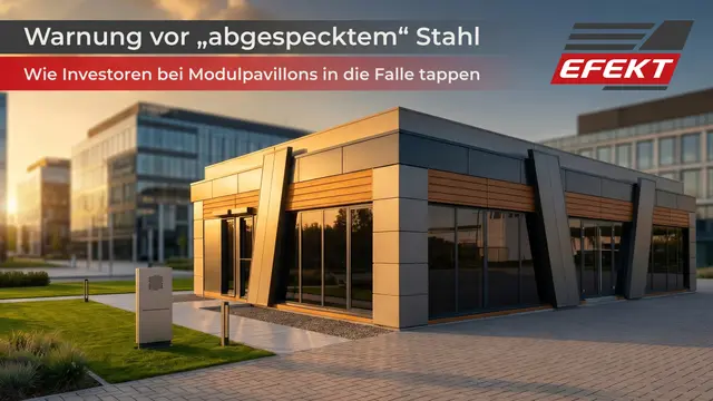 Nachweise und Zertifikate beim Modulpavillon, um Materialeinsparungen an der Stahlkonstruktion zu erkennen. | Foto: Pawilony EFEKT