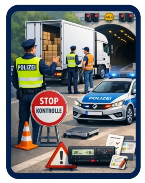 Während der 72-tägigen Sperrung der Tunnelgruppe Annweiler auf der B10 kontrollierte die Polizei tausende Fahrzeuge. Besonders der Schwerlastverkehr stand im Fokus der Maßnahmen. | Foto: Polizeidirektion Landau