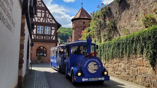 Rosenwochen 2026 im Bad Bergzaberner Land: Blühende Rosen, historische Kulissen und genussvolle Feste prägen die Rosenwochen. Auf diesem Foto rollte der Rosenexpress durch Dörrenbach. | Foto: Tourismusverein SÜW Bad Bergzabern/Sandra Buschmann