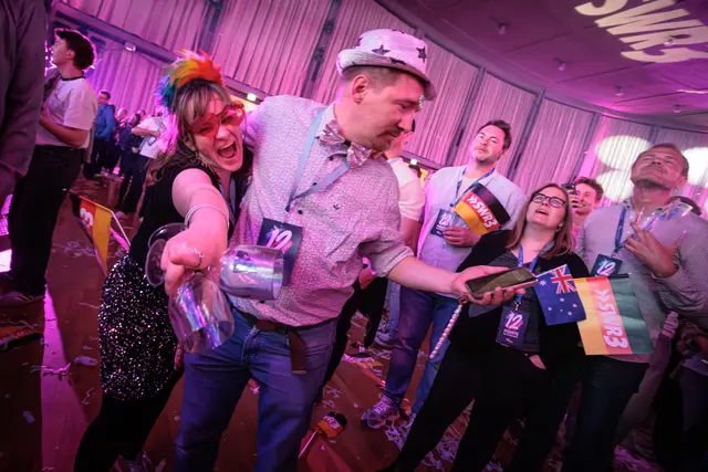 Party pur - beim ESC-Public Viewing 2026 in Karlsruhe (Eurovision Songcontest in Wien) | Foto: Paul Needham