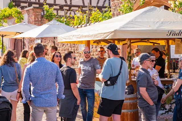 Für die Anreise zum Heimat- und Blütenfest Rhodt 2026 stehen an Pfingsten zusätzliche Busse bereit | Foto: CC-BY Pfalz Touristik e. V., Heimatlichter GmbH