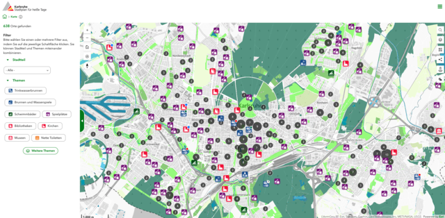 "Stadtplan für heiße Tage" | Foto: Screenshot Stadt Karlsruhe, "Stadtplan für heiße Tage"