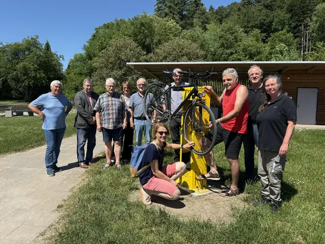 Neue ADAC Radservice-Station in Grasellenbach mit Luftpumpe und Werkzeug zur Selbsthilfe bei Fahrradpannen. | Foto: ADAC Hessen-Thüringen e.V.