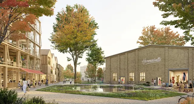 Der Siegerentwurf für das ehemalige ABB-Areal steht fest - Perspektive Hemmerhalle. | Foto: schneider+schumacher Städtebau GmbH und Carla Lo Landschaftsarchitektur