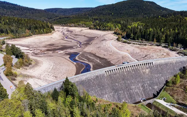 Der Stausee an der Schwarzenbach-Talsperre wird entleert, damit unter anderem an der Staumauer gearbeitet werden kann. (Archivbild) | Foto: Uli Deck/dpa