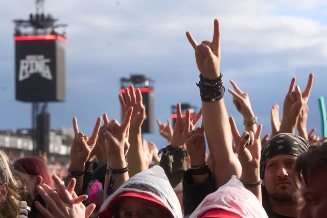 Zeigt die Hörner, fordern viele Bands ihre Fans im Publikum auf.  | Foto: Thomas Frey/dpa
