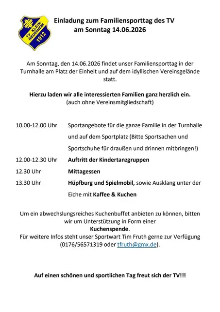 Einladung zum Familiensporttag | Foto: TV Kleinniedesheim (2026)