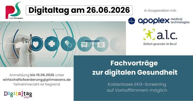 Im Forum Alte Post in Pirmasens geht es beim Digitaltag um digitale Gesundheitslösungen und ein mögliches EKG-Screening vor Ort. | Foto: Stadt Pirmasens