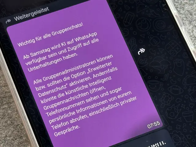 Kurz durchatmen, dann weg damit: Wer so einen KI-Kettenbrief bekommt, muss nichts «ab Samstag» einstellen – am besten einfach löschen. | Foto: dpa