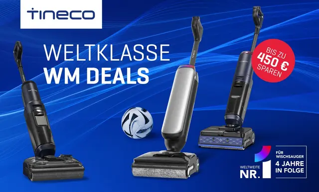 Tineco Nass-Trockensauger (FLOOR ONE S9 Artist Premium, S7 Stretch, S7 Max Pro) sind vom 16. bis 29. Juni bei MediaMarkt und OTTO reduziert – bis zu 55 Prozent. | Foto: ECOVACS GLOBAL PTE. LTD., Foto: ECOVACS GLOBAL PTE. LTD.