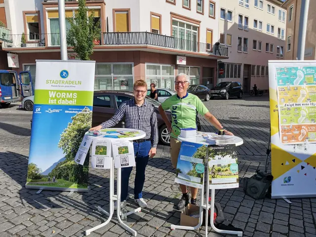 Bild eines Aktionsstandes des Klimaschutzmanagements und des adfc auf dem Wormser Marktplatz im September 2022.  | Foto: Stadt Worms 