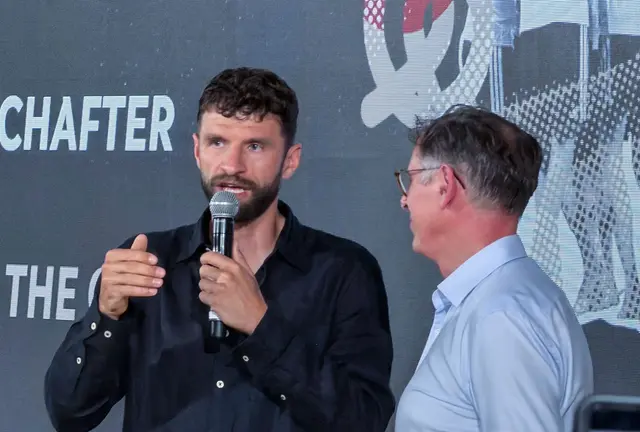 Fußball, WM 2026, New York, Der ehemalige Nationalspieler Thomas Müller spricht bei einer Veranstaltung im «German House of Soccer» zu den Anwesenden. (zu dpa: «Müller fordert Geduld mit DFB-Elf: Weniger vom Finale reden») | Foto: dpa