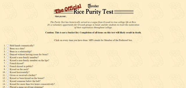 Was ist der Rice Purity Test?