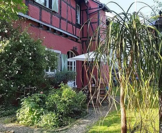 Ein sonst nicht zugänglicher Garten öffnet für ein paar Stunden und lädt zum Sitzen im Schatten ein. | Foto: Stadt Karlsruhe | Das rote Haus