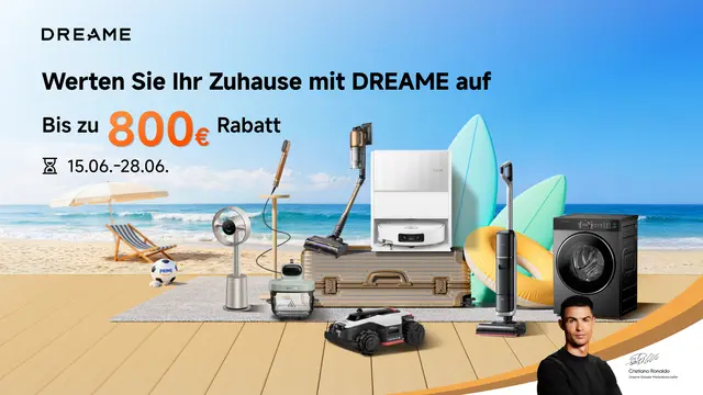 Prime-Day-Aktionen von Dreame: reduzierte Preise für Saugroboter, Nass- und Trockensauger, Mähroboter und Beauty-Geräte (je nach Modell bis zu 390,00 Euro). | Foto: DREAME INTERNATIONAL (HONGKONG) LIMITED, Foto: DREAME INTERNATIONAL (HONGKONG) LIMITED