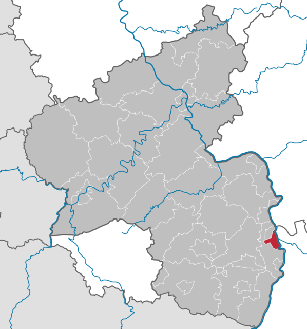 Kennzeichen LU-Information: Lage der Stadt Ludwigshafen am Rhein (LU) in Rheinland-Pfalz (rot markiert). Nur in dieser Stadt wird für Fahrzeuge das Auto-Kennzeichen LU reserviert und zugelassen.  | Foto: TUBS/wikimedia commons