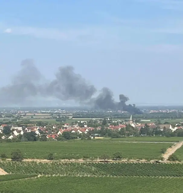 Die Rauchschwaden waren auf große Entfernung zu sehen. | Foto: Feuerwehr Haßloch