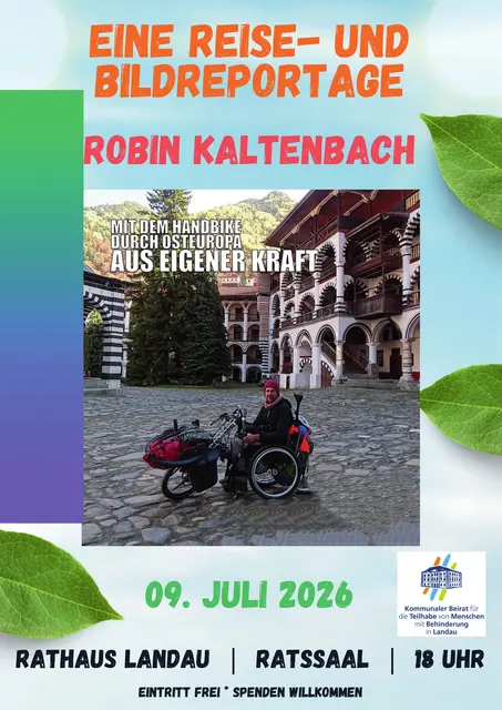 Auf Einladung des Beirats für die Teilhabe von Menschen mit Behinderung spricht Robin Kaltenbach am 9. Juli im Landauer Ratssaal über seine Reise durch Osteuropa | Foto: Stadt Landau
