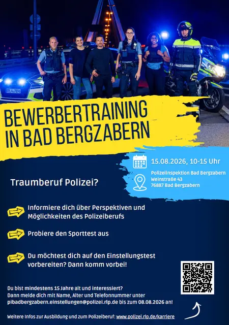 Ein Bewerbungstraining in Bad Bergzabern soll Interessierte auf das Auswahlverfahren der Landespolizei Rheinland-Pfalz vorbereiten. Geübt werden der schriftliche Eignungstest, der Sporttest und das Interview. | Foto: Polizeidirektion Landau