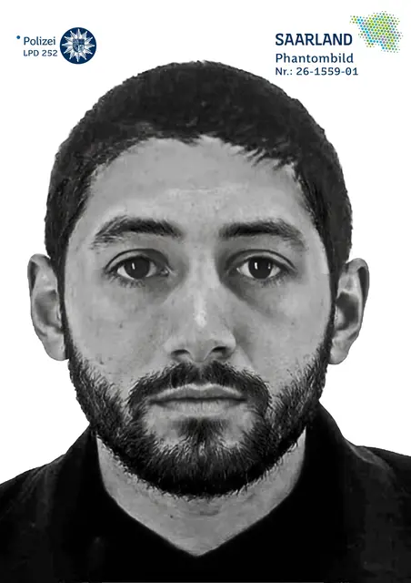 Die Polizei sucht nach einem mutmaßlichen Mittäter in einem Betrugsfall aus Neunkirchen und fahndet mit einem Phantombild. Eine 63-Jährige soll nach Kontakt zu falschen Ritual-Anbietern einen niedrigen fünfstelligen Betrag übergeben haben. | Foto: Landespolizeidirektion Saarland