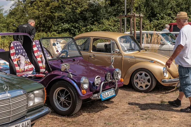 Vom liebevoll restaurierten Pkw bis zum historischen Traktor präsentierten die Besitzer ihre automobilen Schätze vor der Bienwaldhalle. | Foto: Paul Needham