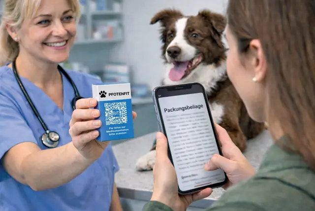 Elektronische Packungsbeilage (eLeaflet) für Tierarzneimittel per QR-Code. | Foto: Bundesverband für Tiergesundheit e.V., Foto: BfT / ChatGPT