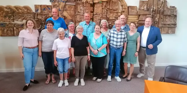 v.l.n.r. Yvonne Wittmann, Andrea Geier, Klaus Moelands, Eva Muy, Lore Brose, Gertrud Seja, Frank Wiening, Else Wenz, Magdalena Mayer, Gerd Deffner, Uwe Tröger, Birte Bretz, Thorsten Leva. Entschuldigt waren: Ingo Dierck, Bernd Feldmeth, Annette Hüllstrung-Limper, Joachim Schäfer und Monika Wittermann. | Foto: Gemeinde Mutterstadt
