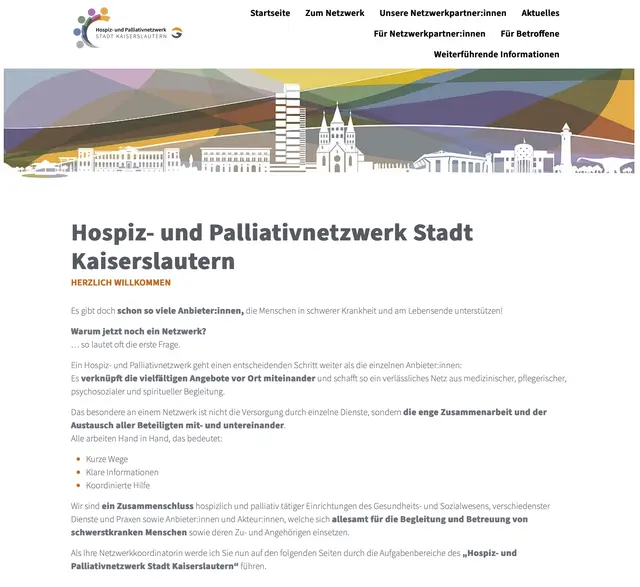 Die neue Homepage bündelt Informationen über Angebote, Ansprechpartner und Unterstützungsmöglichkeiten vor Ort und soll Betroffenen sowie Angehörigen den Zugang zu Hilfe erleichtern | Foto: Hospiz- und Palliativnetzwerk Stadt Kaiserslautern/gratis