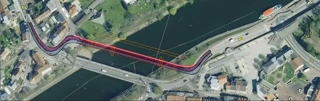 Wer in Mettlach über die Saar fährt, muss weiter mit Einschränkungen für schwere Fahrzeuge rechnen, bis eine Behelfsbrücke kommt. | Foto: Landesbetrieb für Straßenbau (LfS)