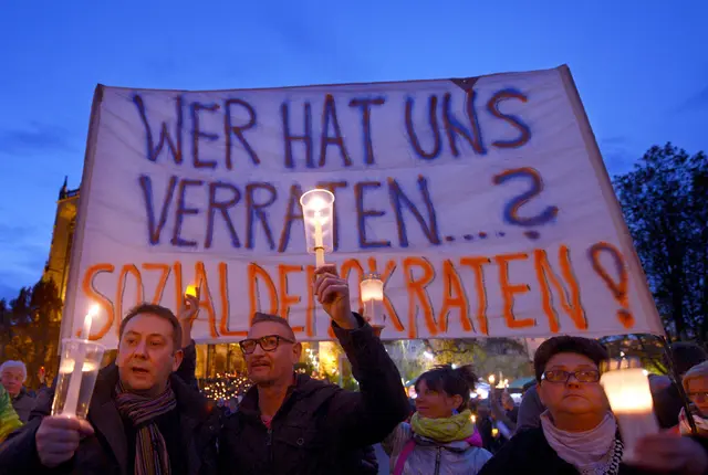 Volksparteien ohne Volk - Im Osten gescheitert?: Eine Protestszene aus Thüringen als Bild zum Film über die Krise von CDU und SPD in Ostdeutschland. | Foto: rbb - Rundfunk Berlin-Brandenburg, Foto: Jens-Ulrich Koch