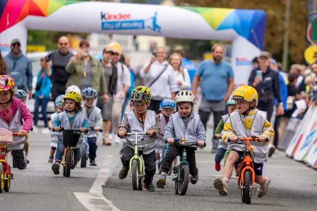 Bei der Deutschland Tour in Bad Dürkheim können auch Kinder auf zwei Rädern ein Stück der Originalstrecke erleben. | Foto: A.S.O. Germany | Henning Angerer