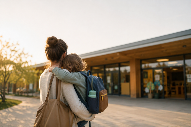 Ein kleiner Rucksack, viele neue Eindrücke: Der Kindergartenstart ist für Kinder ein großer Entwicklungsschritt. Dass dabei Tränen fließen können, ist normal - bei Eltern und auch bei Kindern.  | Foto: Verena Leininger / mit KI erstellt